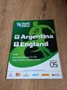 Argentina v England 2011 Rugby World Cup Programme