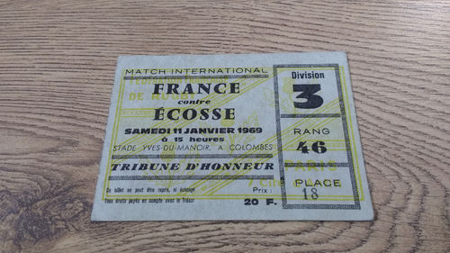 France v Scotland 1969 Rugby Ticket