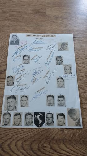 South Africa Rugby Tour to New Zealand 1956 Autograph Sheet