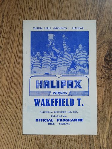 Halifax v Wakefield Trinity Dec 1967 Rugby League Programme