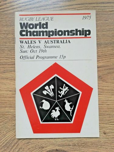 Wales v Australia 1975 World Championship Rugby League Programme
