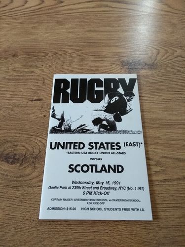 United States (East) v Scotland May 1991 Rugby Programme