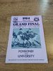 Ponsonby v University Aug 1984 Auckland Club Grand Final Rugby Programme