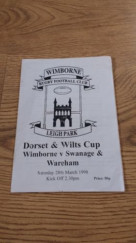 Wimborne v Swanage & Wareham 1998 Dorset & Wilts Cup Q-Final Rugby Programme