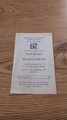 Newbury v Maidenhead Feb 1974 Berkshire Cup Final Rugby Programme