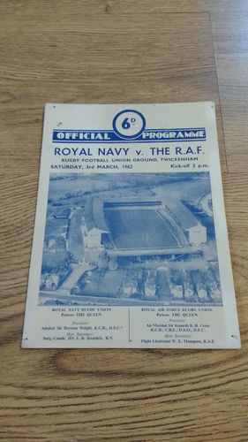 Royal Navy v Royal Air Force 1962 Programme