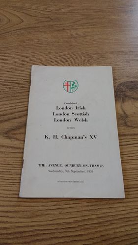 Combined London Irish, Scottish & Welsh v KH Chapmans XV 1959 Programme