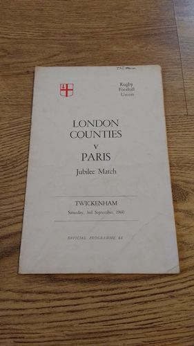 London Counties v Paris Sept 1960 Jubilee Match Programme