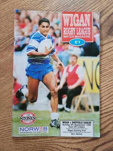Wigan v Sheffield Eagles Sept 1990 RL Programme