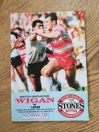 Wigan v Leeds Dec 1990 RL Programme