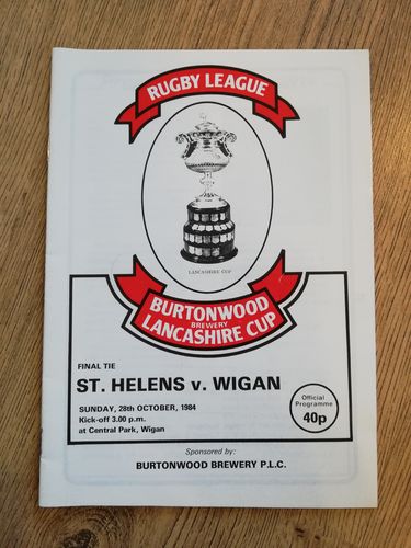 St Helens v Wigan 1984 Lancashire Cup Final Rugby League Programme