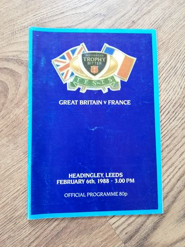 Great Britain v France Feb 1988 RL Programme