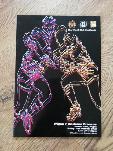Wigan v Brisbane Broncos Oct 1992 World Club Challenge Rugby League Programme