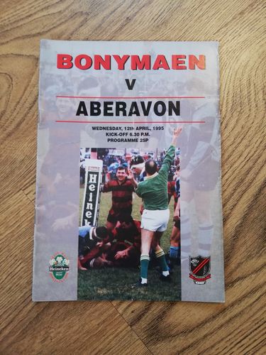 Bonymaen v Aberavon Apr 1995 Rugby Programme