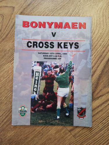Bonymaen v Cross Keys Apr 1995 Programme