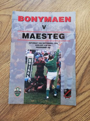 Bonymaen v Maesteg Sept 1995 Rugby Programme