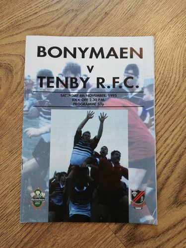 Bonymaen v Tenby Nov 1995 Rugby Programme