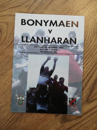 Bonymaen v Llanharan Dec 1995 Rugby Programme
