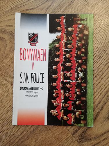 Bonymaen v South Wales Police Feb 1997 Programme