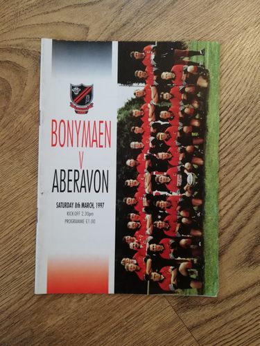 Bonymaen v Aberavon March 1997 Rugby Programme