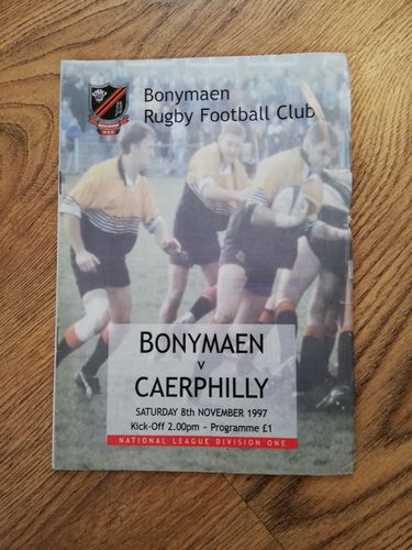 Bonymaen v Caerphilly Nov 1997 Rugby Programme