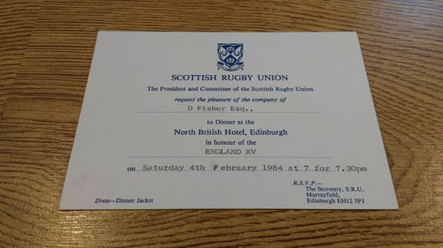 Scotland v England 1984 Dinner Invitation Card