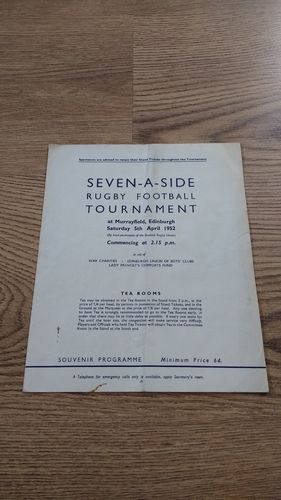 Murrayfield Sevens 1952 Rugby Programme