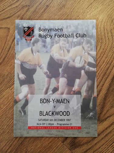 Bonymaen v Blackwood Dec 1997 Rugby Programme