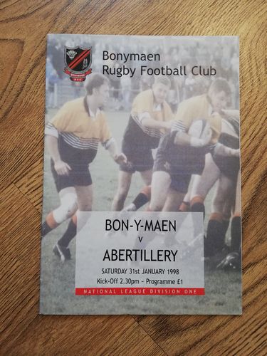 Bonymaen v Abertillery Jan 1998 Programme
