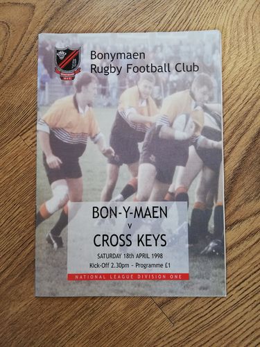 Bonymaen v Cross Keys Apr 1998 Programme