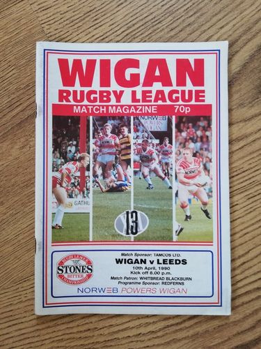 Wigan v Leeds Apr 1990 Rugby League Programme