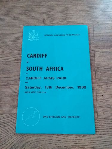 Cardiff v South Africa 1969 Signed Rugby Programme