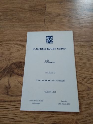 Scotland v Barbarians 1983 Dinner Guest List