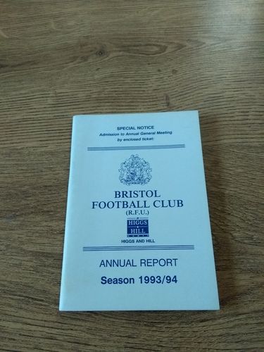 Bristol Rugby Club 1993-94 Annual Report