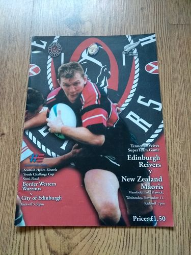 Edinburgh Reivers v New Zealand Maoris Nov 1998 Rugby Programme
