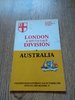 London & South East Division v Australia 1988 Rugby Programme