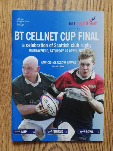 Hawick v Glasgow Hawks 2002 BT Cellnet Cup Final Rugby Programme