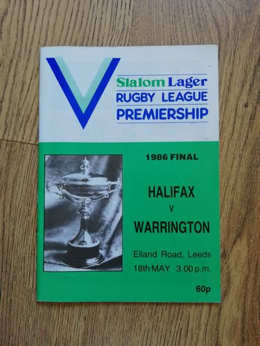 Halifax v Warrington May 1986 Premiership Final Rugby League Programme