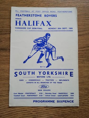 Featherstone v Halifax Sept 1966 Yorkshire Cup Semi-Final RL Programme