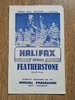 Halifax v Featherstone Sept 1965 RL Programme