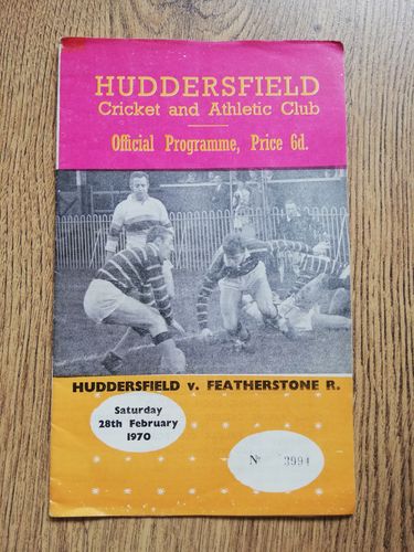 Huddersfield v Featherstone Feb 1970 RL Programme