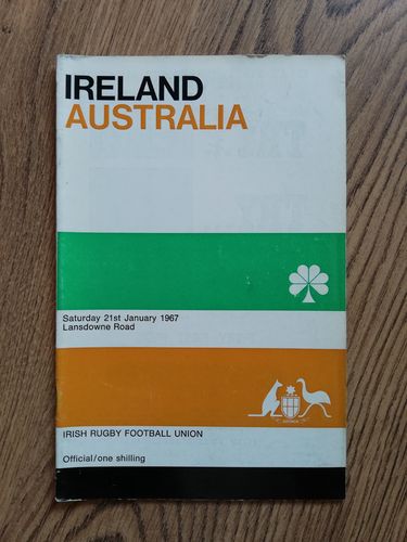 Ireland v Australia 1967 Rugby Programme