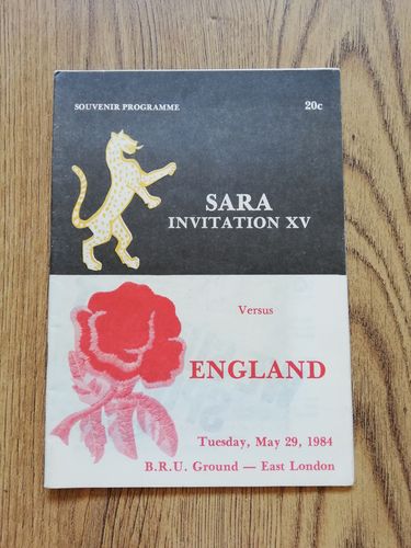 SARA Invitation XV v England 1984 Rugby Programme