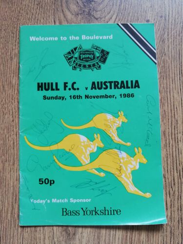 Hull v Australia 1986 RL Programme