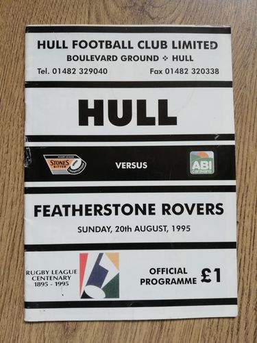 Hull v Featherstone Aug 1995 RL Programme
