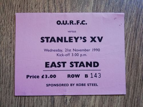 Oxford University v Stanley's XV 1990 Ticket
