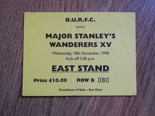 Oxford University v Stanley's XV 1998 Rugby Ticket