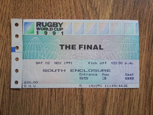 Australia v England 1991 Used Rugby World Cup Final Ticket