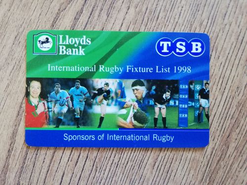 Lloyds Bank 1998 International Rugby Fixture List Card