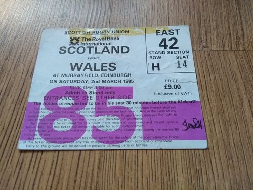 Scotland v Wales 1985 Ticket